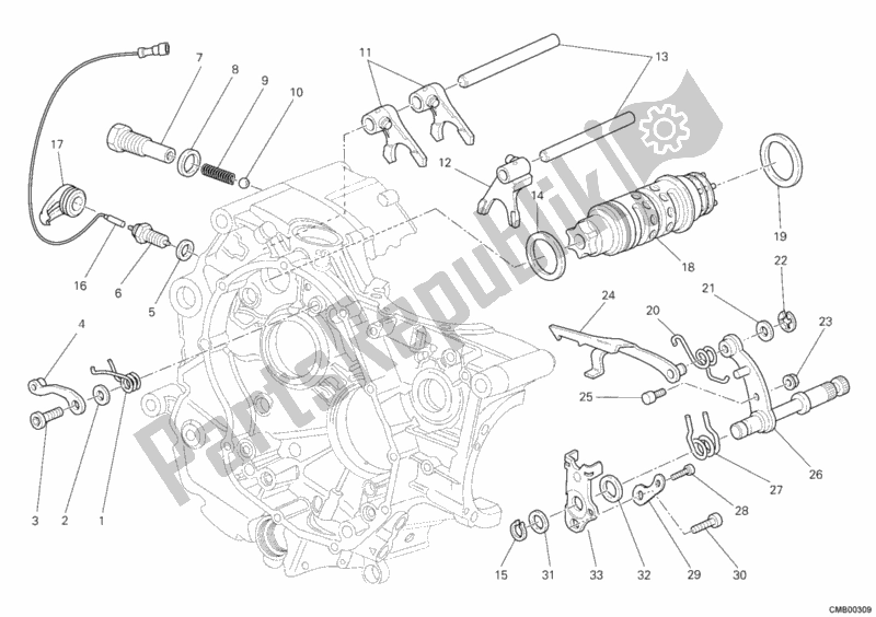 Alle onderdelen voor de Schakelnok - Vork van de Ducati Monster 696 ABS 2012